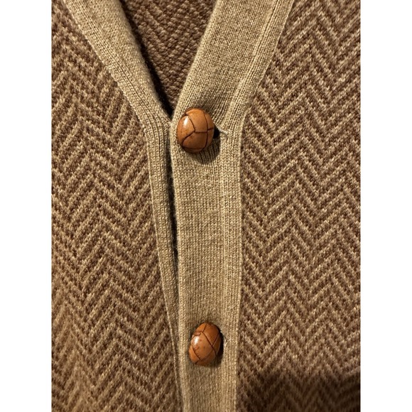 Vintage Ralph Lauren Camel Brown Herringbone Camelhair Cardigan Men's XL 80s/90s - Picture 9 of 15